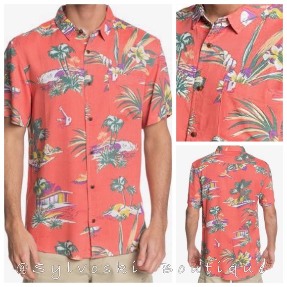🌴Quiksilver Vacancy - Short Sleeve Shirt for Men NWT - Picture 2 of 8